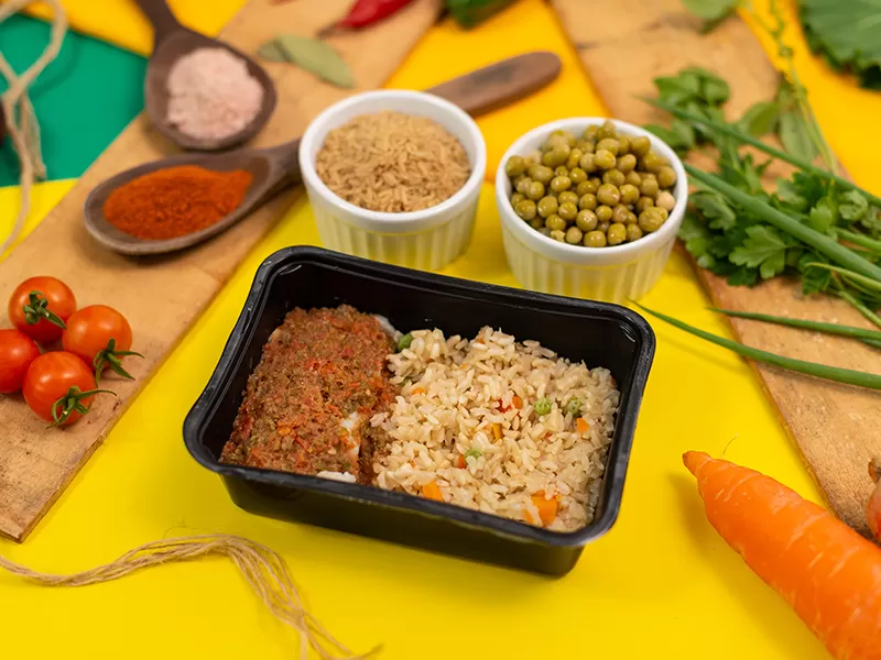 File de Linguado com Alcaparras e Arroz Integral a Grega